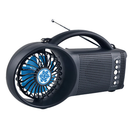 Solar Bluetooth Speaker with FM Radio, LED Torch & 3‑Speed Fan – Portable Outdoor Power Speaker
