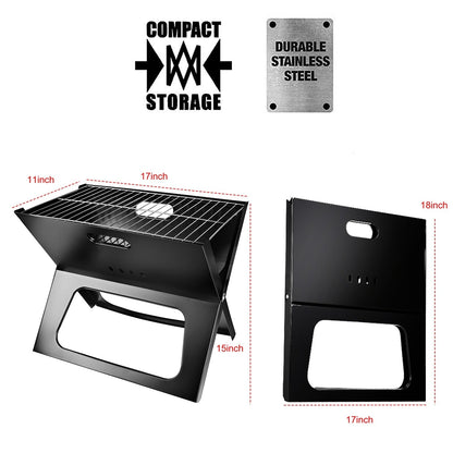 Portable Foldable Charcoal Grill – Heavy‑Duty Iron, Easy Setup, Large Cooking Area for Outdoor BBQ