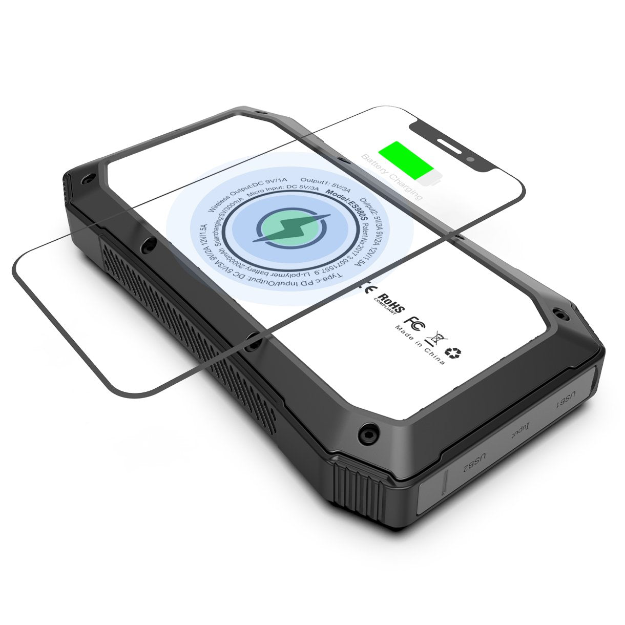 Sun Chaser Mini 10,000mAh Solar Wireless Phone Charger with Dual USB Ports