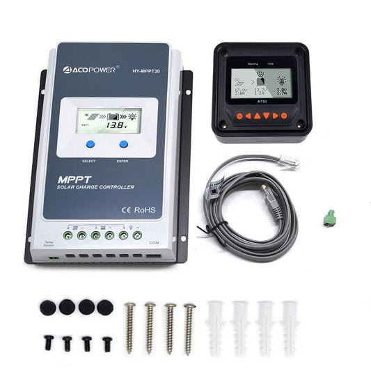 Midas 30A MPPT Solar Charge Controller with MT‑50 Display – 12V/24V Regulator for Off‑Grid Battery Systems