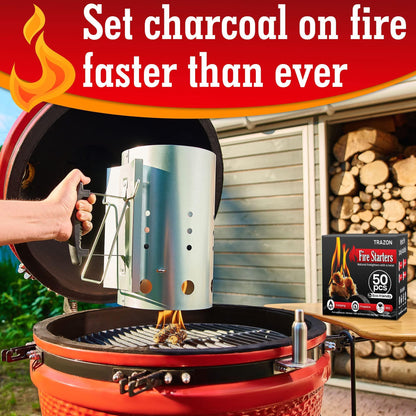 TRAZON Natural Fire Starters – Waxed Wood Shavings for BBQ, Fireplace, Campfire & Outdoor Cooking