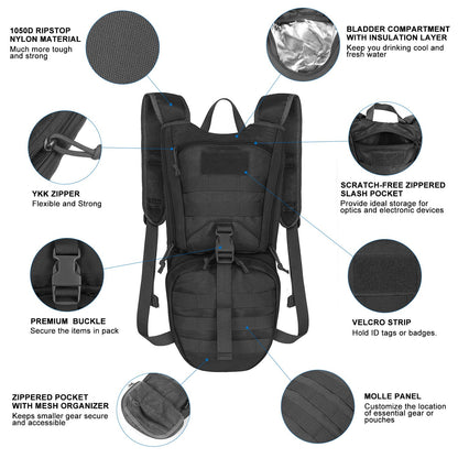 Unigear Hydration Backpack with 2.5L BPA‑Free Bladder – Insulated, Lightweight, Tear‑Resistant Water Pack for Hiking & Cycling