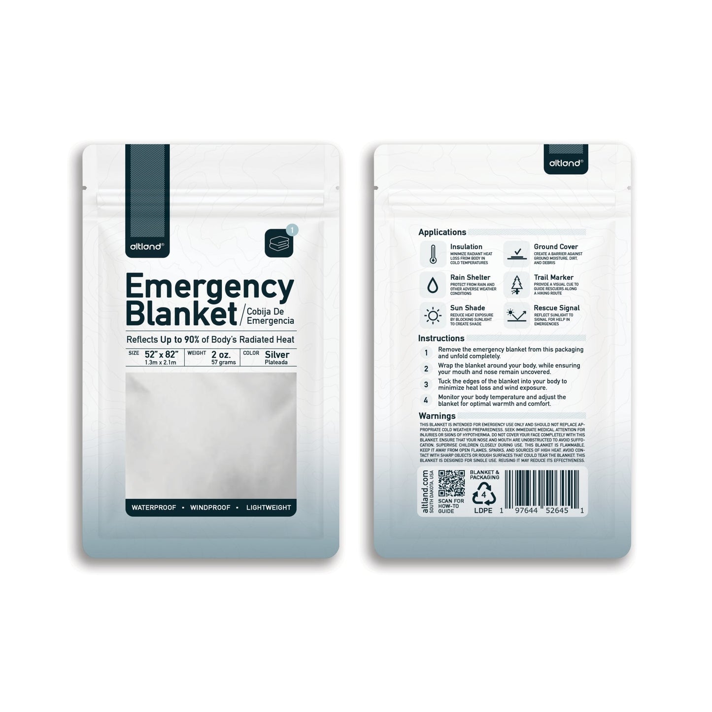 4 Pack Emergency Blankets - Thermal Mylar Survival Blankets | Emergency Survival Depot