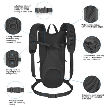 Unigear Hydration Backpack with 2.5L BPA‑Free Bladder – Insulated, Lightweight, Tear‑Resistant Water Pack for Hiking & Cycling