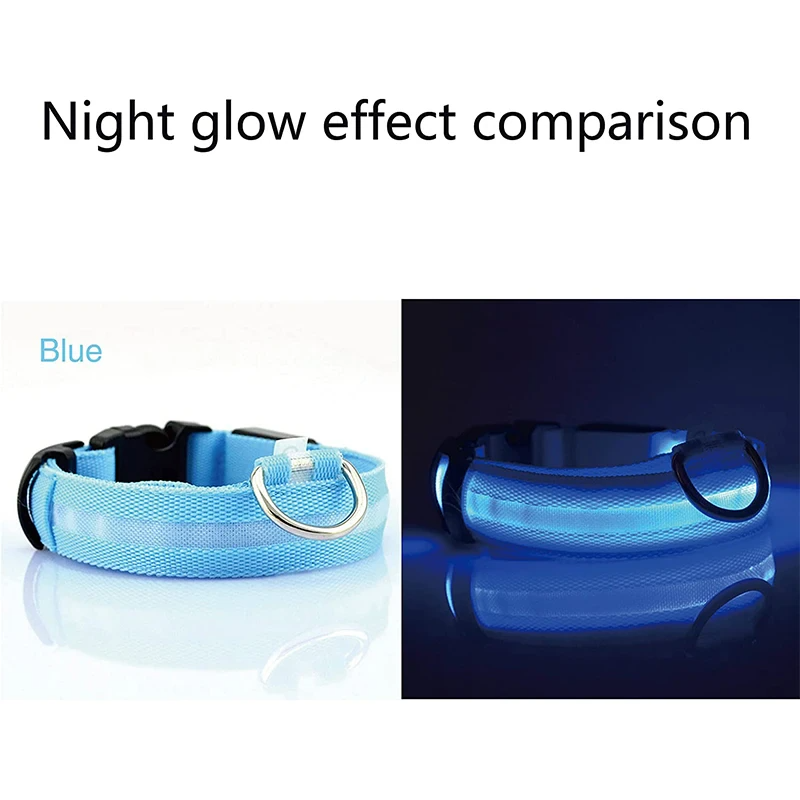 LED Adjustable Dog Collar – Light Up, Waterproof, High Visibility Safety Collar for Night Walks (Multiple Colors & Sizes)