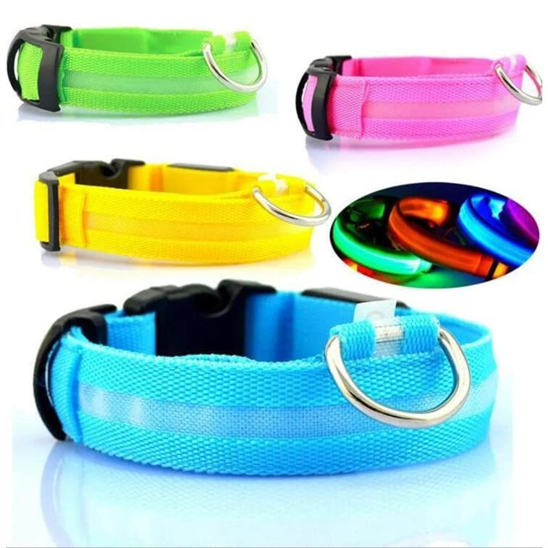 LED Adjustable Dog Collar – Light Up, Waterproof, High Visibility Safety Collar for Night Walks (Multiple Colors & Sizes)