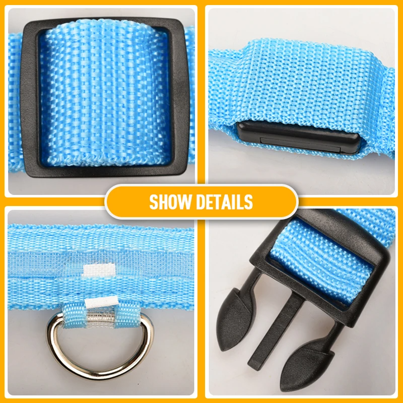 LED Adjustable Dog Collar – Light Up, Waterproof, High Visibility Safety Collar for Night Walks (Multiple Colors & Sizes)