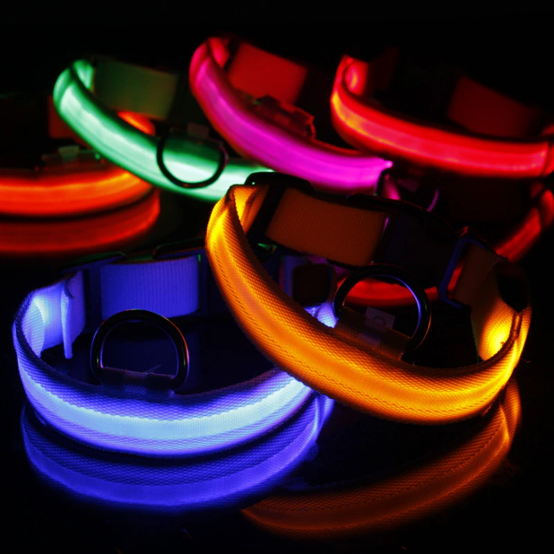 LED Adjustable Dog Collar – Light Up, Waterproof, High Visibility Safety Collar for Night Walks (Multiple Colors & Sizes)