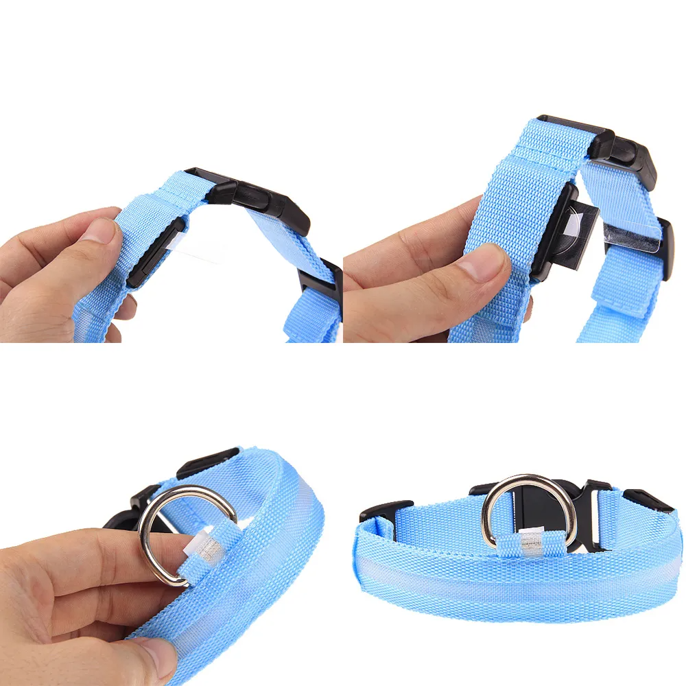 LED Adjustable Dog Collar – Light Up, Waterproof, High Visibility Safety Collar for Night Walks (Multiple Colors & Sizes)