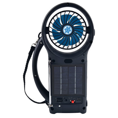 Solar Bluetooth Speaker with FM Radio, LED Torch & 3‑Speed Fan – Portable Outdoor Power Speaker
