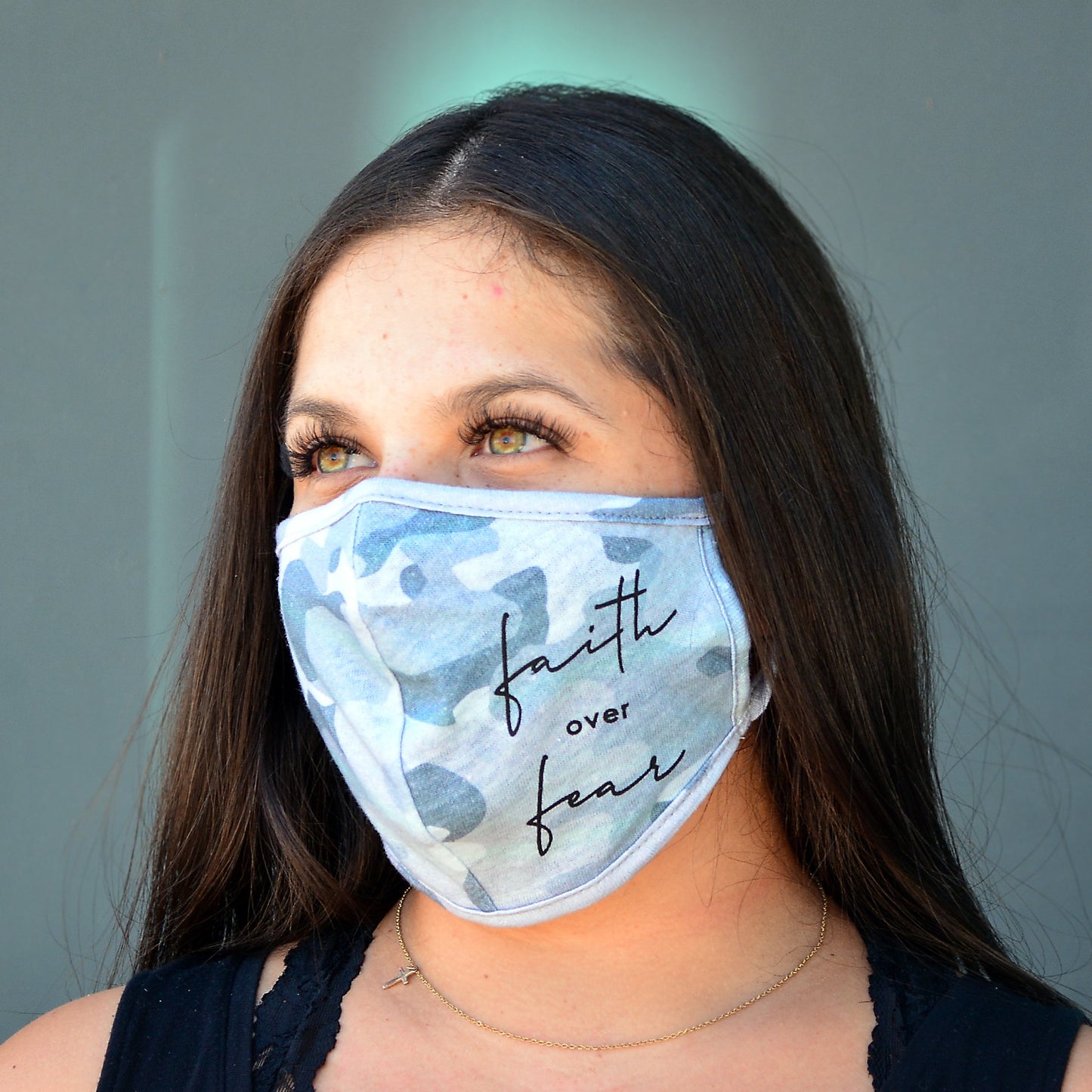Faith Over Fear Reusable Face Mask – 100% USA Cotton, Double‑Layer, Made in Los Angeles
