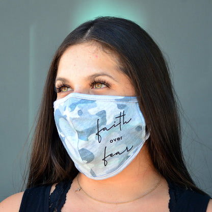Faith Over Fear Reusable Face Mask – 100% USA Cotton, Double‑Layer, Made in Los Angeles