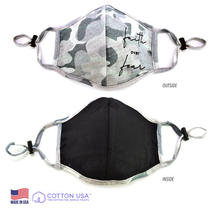 Faith Over Fear Reusable Face Mask – 100% USA Cotton, Double‑Layer, Made in Los Angeles