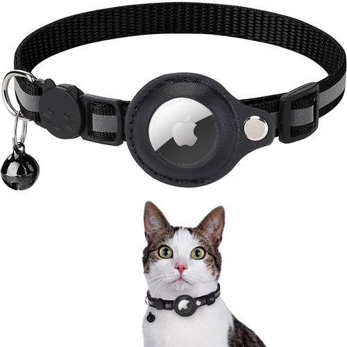 Reflective AirTag (not included) Pet Collar with Built‑In Case – Adjustable Safety Collar for Cats & Dogs