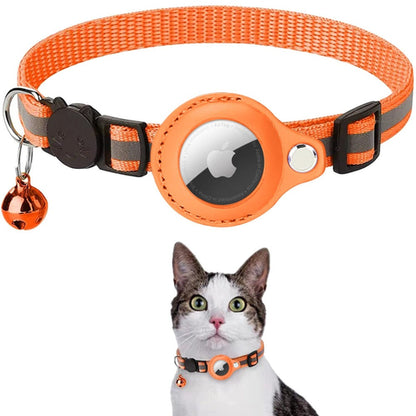 Reflective AirTag (not included) Pet Collar with Built‑In Case – Adjustable Safety Collar for Cats & Dogs
