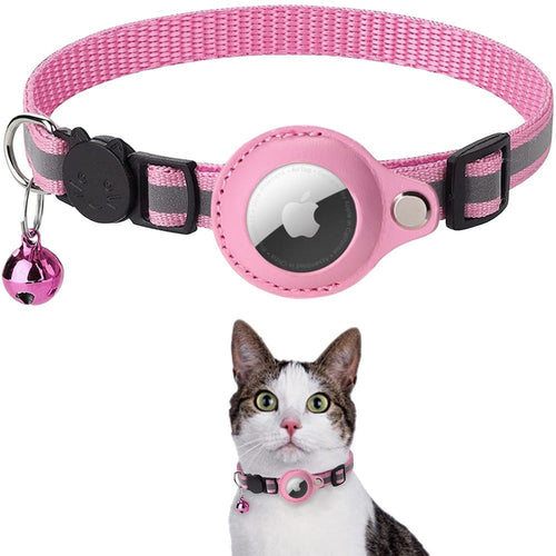 Reflective AirTag (not included) Pet Collar with Built‑In Case – Adjustable Safety Collar for Cats & Dogs