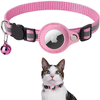 Reflective AirTag (not included) Pet Collar with Built‑In Case – Adjustable Safety Collar for Cats & Dogs