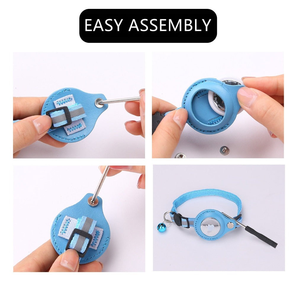 Reflective AirTag (not included) Pet Collar with Built‑In Case – Adjustable Safety Collar for Cats & Dogs