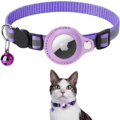 Reflective AirTag (not included) Pet Collar with Built‑In Case – Adjustable Safety Collar for Cats & Dogs
