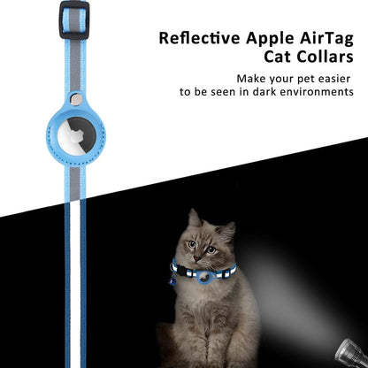 Reflective AirTag (not included) Pet Collar with Built‑In Case – Adjustable Safety Collar for Cats & Dogs