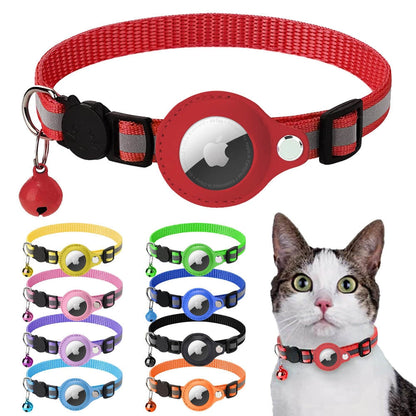 Reflective AirTag (not included) Pet Collar with Built‑In Case – Adjustable Safety Collar for Cats & Dogs