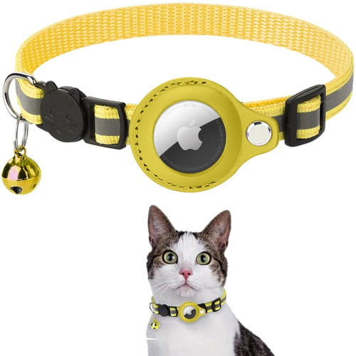 Reflective AirTag (not included) Pet Collar with Built‑In Case – Adjustable Safety Collar for Cats & Dogs