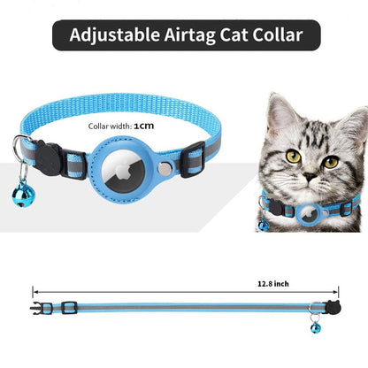 Reflective AirTag (not included) Pet Collar with Built‑In Case – Adjustable Safety Collar for Cats & Dogs