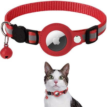 Reflective AirTag (not included) Pet Collar with Built‑In Case – Adjustable Safety Collar for Cats & Dogs