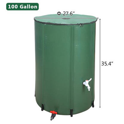 50/100 Gallon Folding Rain Barrel – Portable Collapsible Water Collector with Mesh Cover & Spigot (Green)