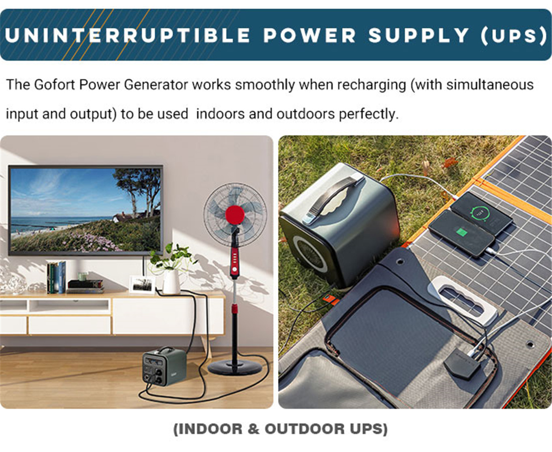 Gofort UA550 Portable Power Station – 550Wh Solar Generator with 1200W AC Output, MPPT Fast Charging & Smart Frequency Control