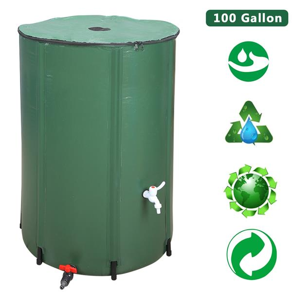 50/100 Gallon Folding Rain Barrel – Portable Collapsible Water Collector with Mesh Cover & Spigot (Green)