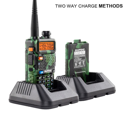 Baofeng UV‑5R Dual‑Band Walkie Talkie with Power Adapter – Long‑Range Two‑Way Radio
