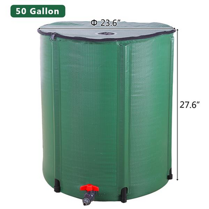 50/100 Gallon Folding Rain Barrel – Portable Collapsible Water Collector with Mesh Cover & Spigot (Green)