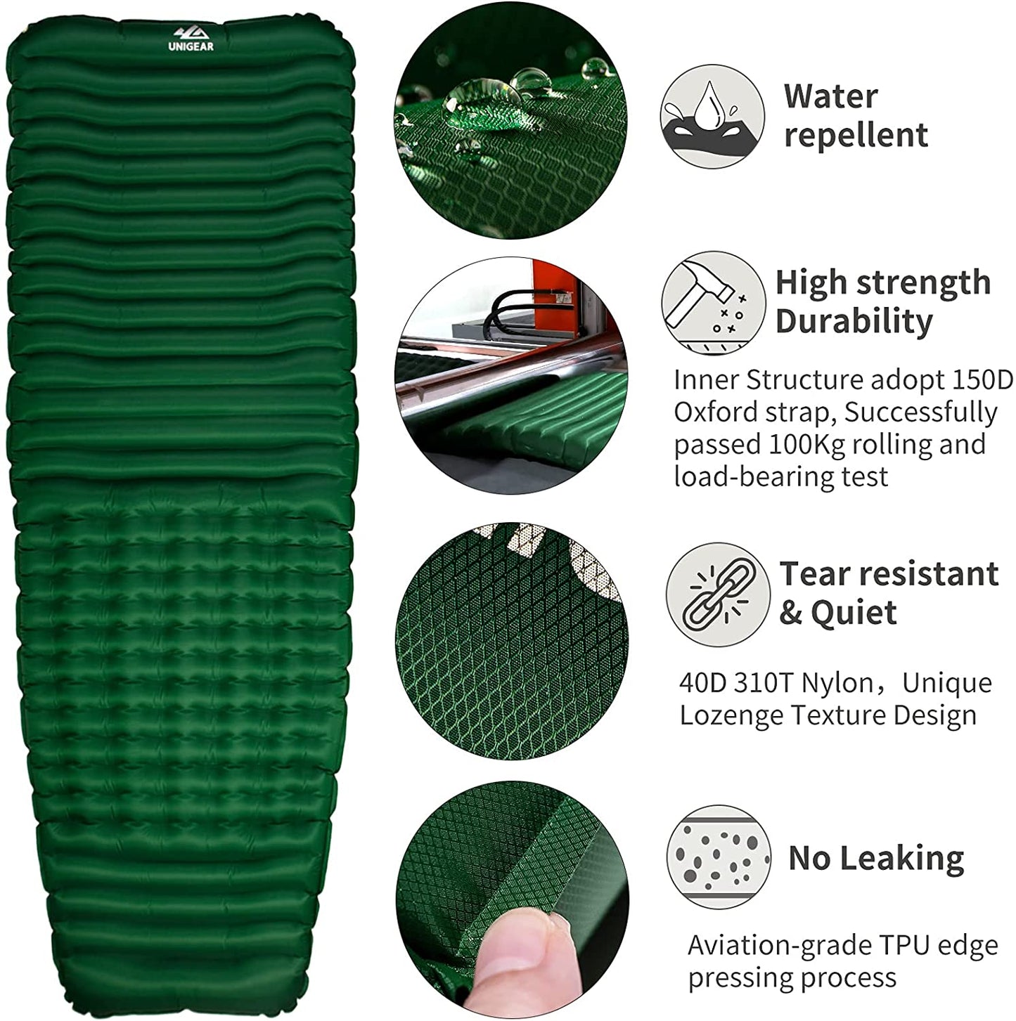 Ultralight Inflatable Sleeping Pad – 3" Thick, Ergonomic, Leak‑Proof, Durable 40D Nylon Camping Mat