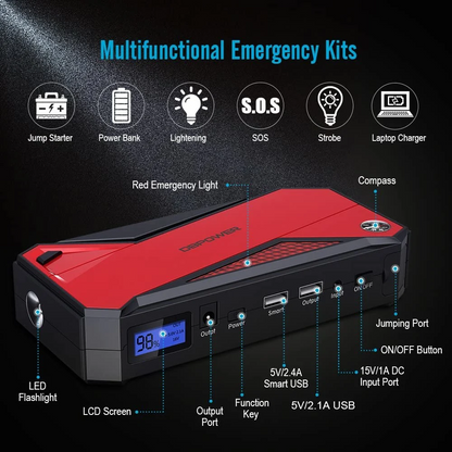 800A Peak 18000mAh Portable Car Jump Starter & Battery Booster | Emergency Survival Depot