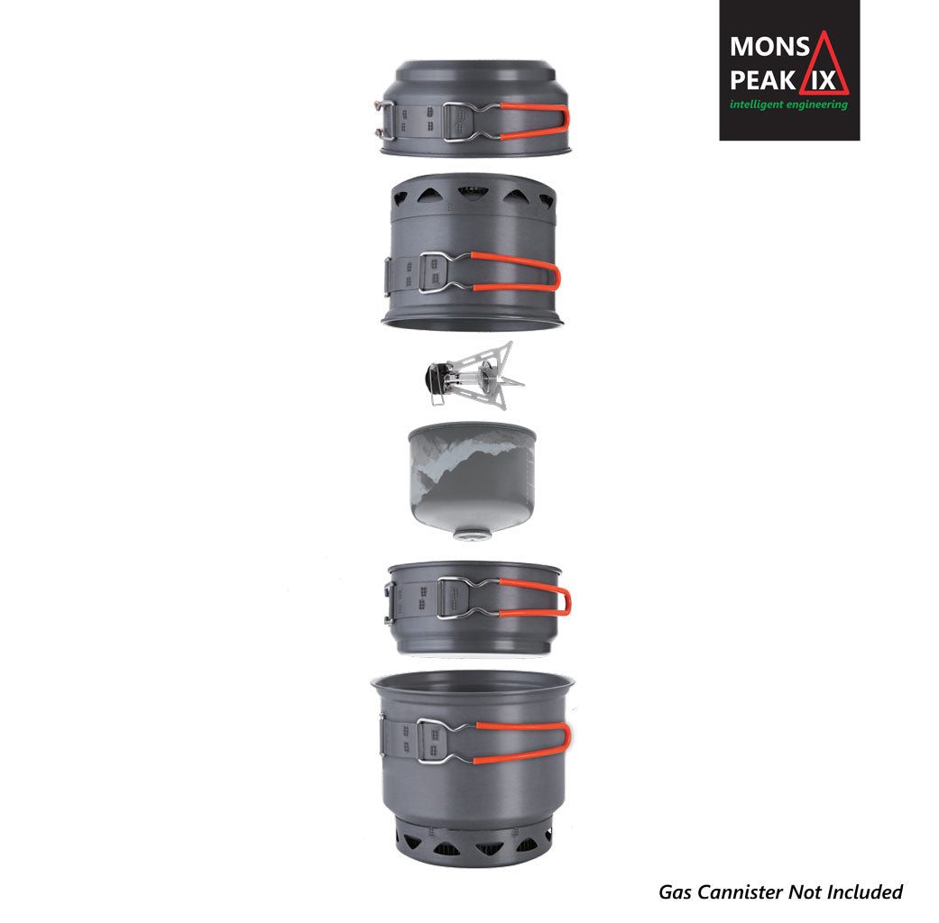 Trail 123 Ultra‑Light Camping Cook Set – High‑Efficiency Stove System with Fast‑Boil HE Pots for Backpacking