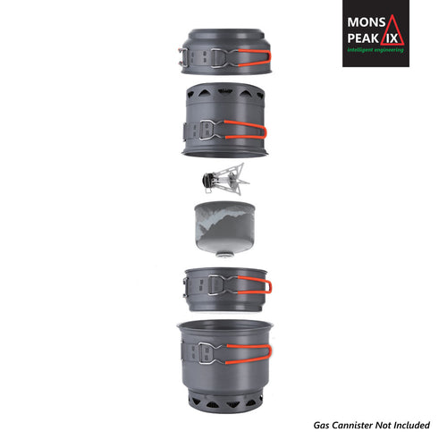 Trail 123 Ultra‑Light Camping Cook Set – High‑Efficiency Stove System with Fast‑Boil HE Pots for Backpacking