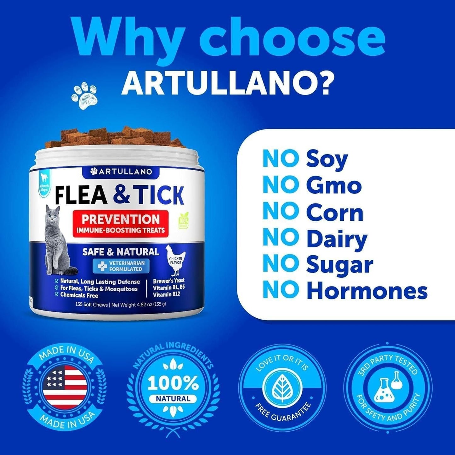 Natural Flea & Tick Chews for Cats | Daily Immune Support