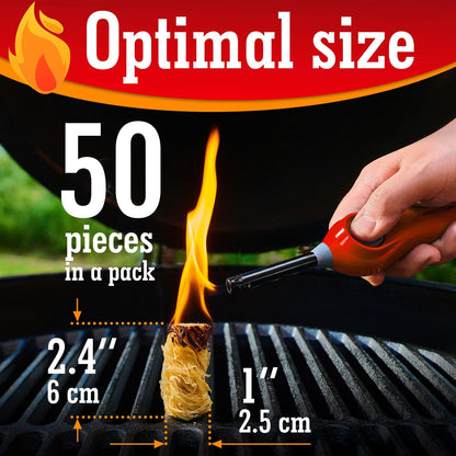 TRAZON Natural Fire Starters – Waxed Wood Shavings for BBQ, Fireplace, Campfire & Outdoor Cooking
