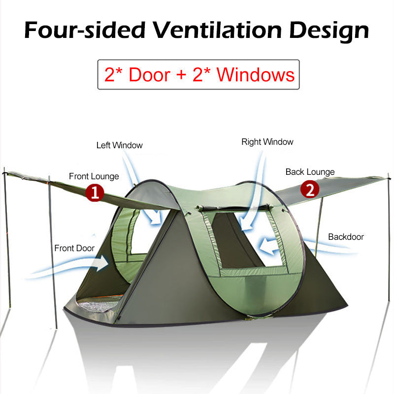 4–5 Person Automatic Pop‑Up Tent – Large Capacity Instant Camping Shelter for Families