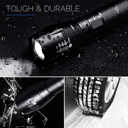 TITANFIRE 8000LM Tactical LED Flashlight – Zoomable, Waterproof, Rechargeable T6 Torch